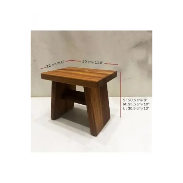 Iroko Ahşap Banyo Taburesi Oturak Step Tool (L)