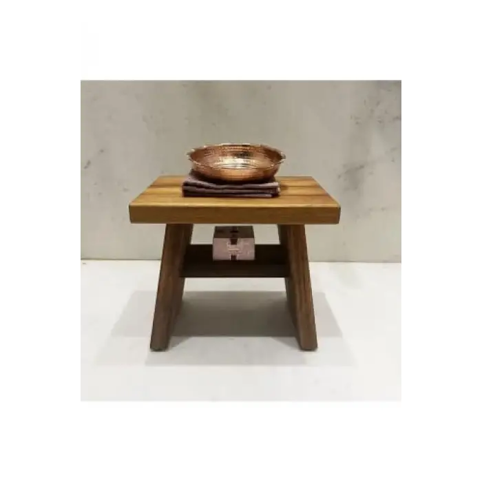 Iroko Ahşap Banyo Taburesi Oturak Step Tool (L)