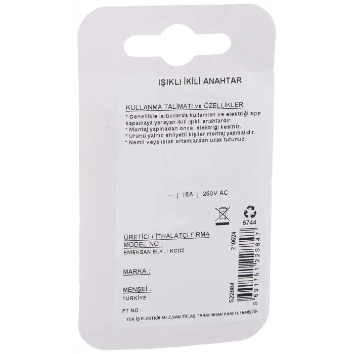 Işıklı ikili anahtar