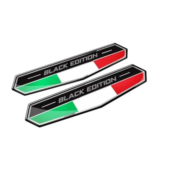 İtalya Bayraklı Black Edition 3D Sticker