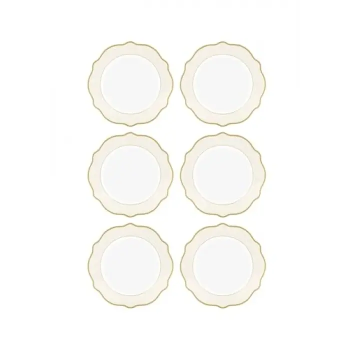 Jaswely Pasta Tabağı 6 Parça Krem 21 Cm