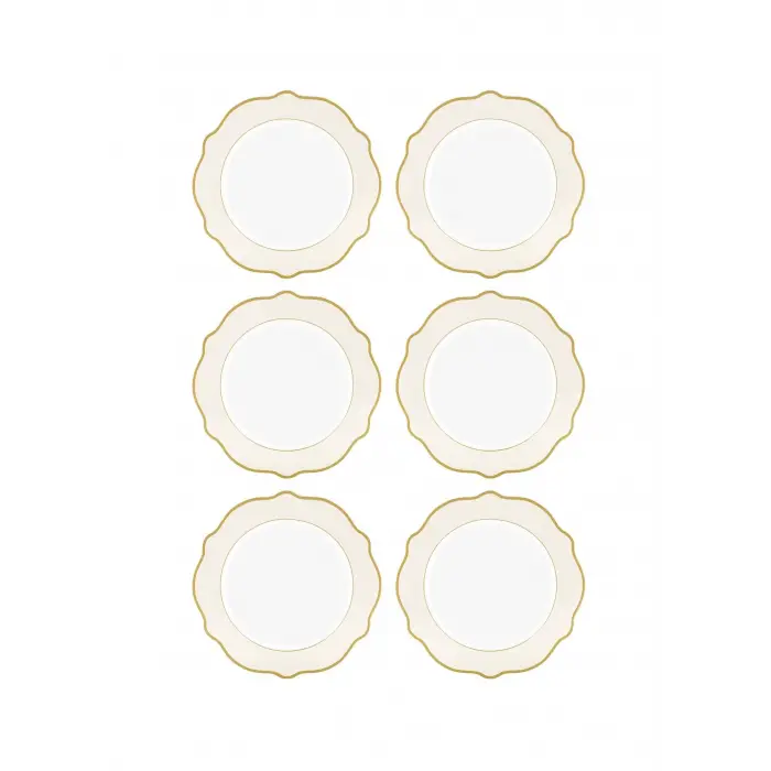 Jaswely Pasta Tabağı 6 Parça Krem 21 Cm