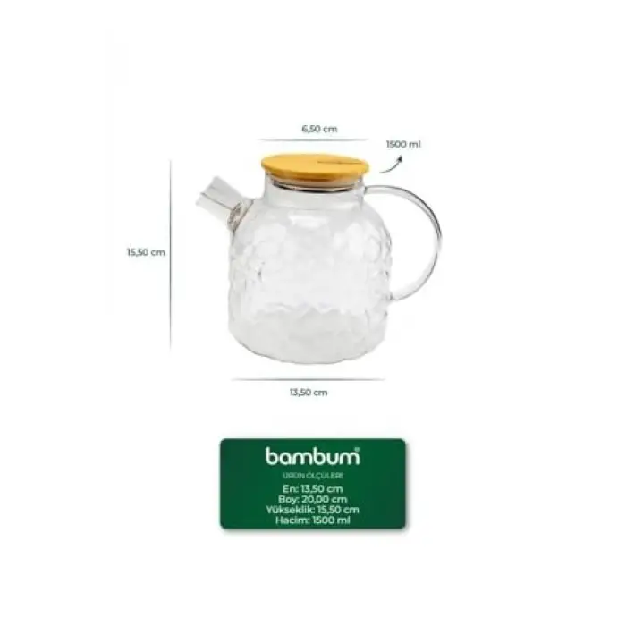 Juliet - Bambu Kapaklı Cam Demlik 1500ml