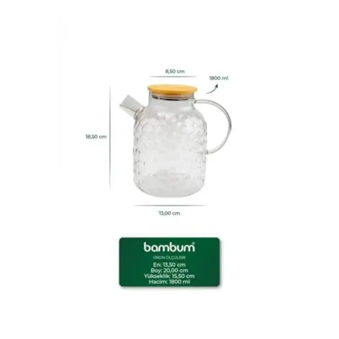 Juliet - Bambu Kapaklı Cam Demlik 1800ml