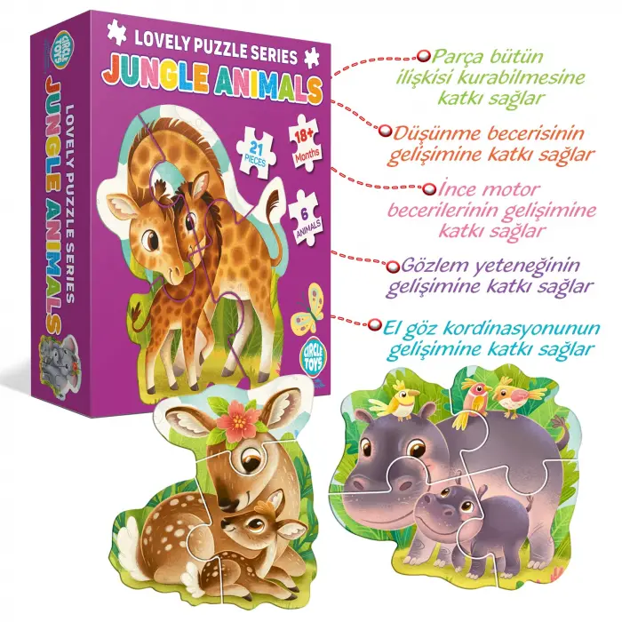 Jungle Animals Hayvanlar Temalı Lovely Puzzle