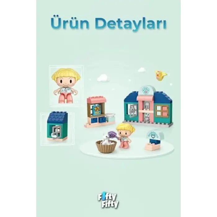 Junior Serisi Pet Klinik 56 Parça Dekoratif Oyuncak Yapım Seti Yapı Blok Fflz-6002