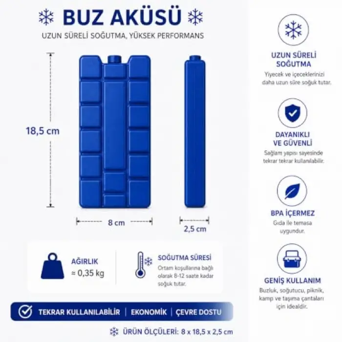 K-350 Buz Aküsü, İnce Pack, 8li