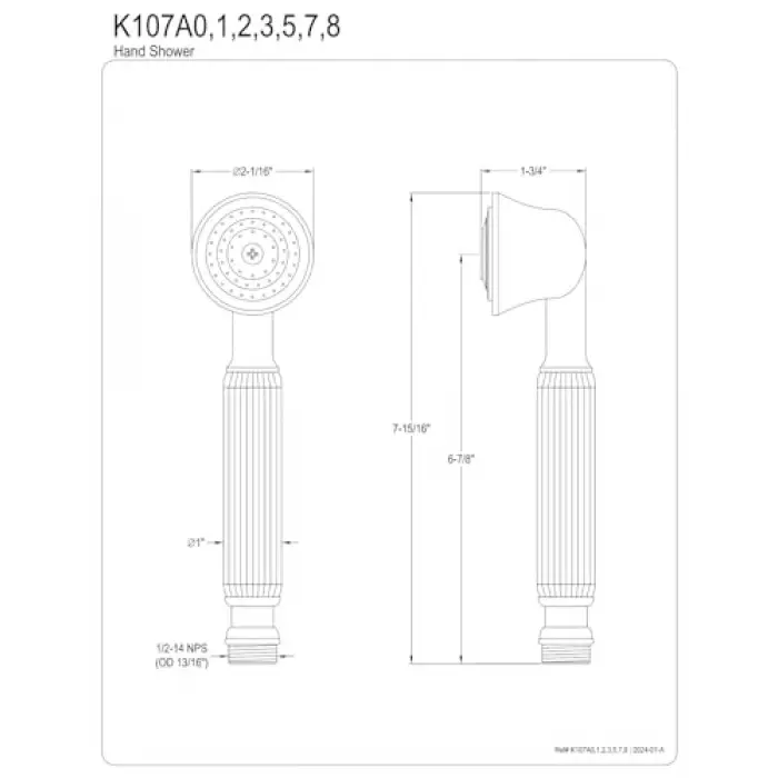 K107A2 Vintage El Duş Başlığı, Cilalı Pirinç