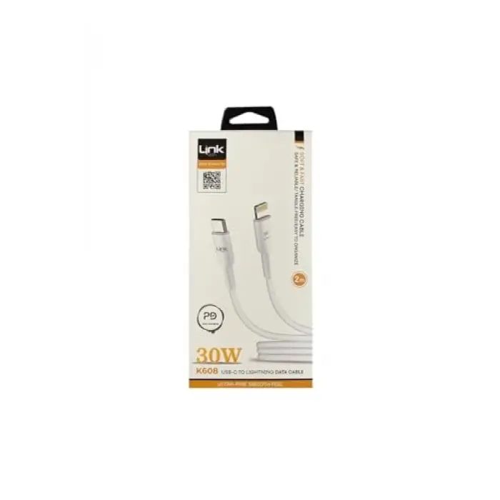 K608 Type-C to iPh Lightning 30W 2mt Şarj Kablosu Beyaz