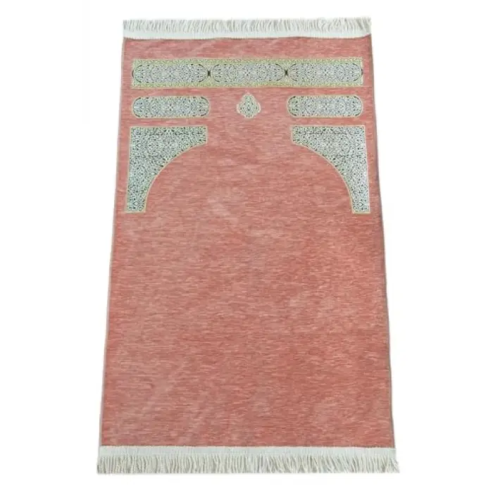 Kabe Desenli Örgü Püsküllü Şönil Seccade Pembe