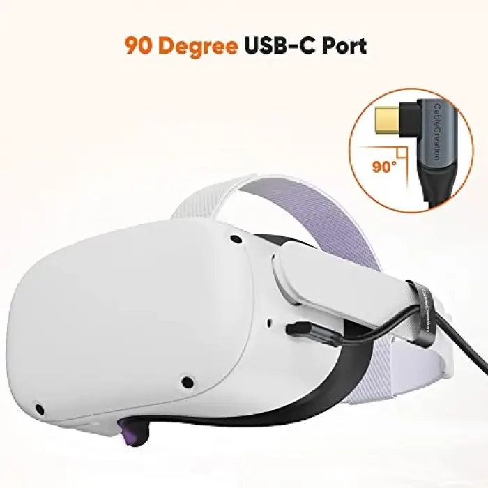 Kablo, 5 Gbps Type-C VR data Şarj Kablosu Oculus Quest 2 için Link Cable 90° Type-C Uç USB 3.2 5 Metre 3A CC1064 Profesyonel Bilgisayar bağlantı Kablosu