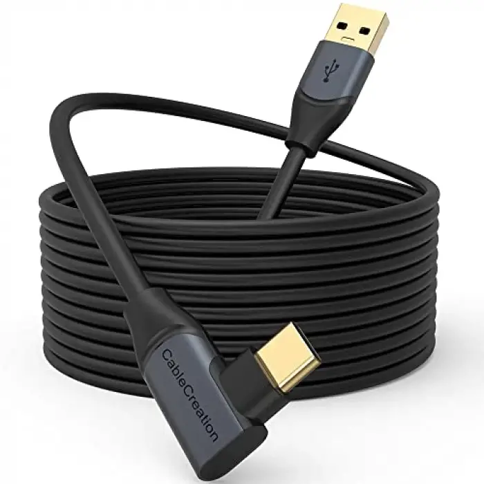 Kablo, 5 Gbps Type-C VR data Şarj Kablosu Oculus Quest 2 için Link Cable 90° Type-C Uç USB 3.2 5 Metre 3A CC1064 Profesyonel Bilgisayar bağlantı Kablosu