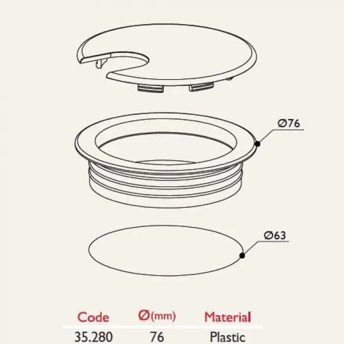 Kablo Kapağı Çap 63 mm, 8li Paket, Siyah