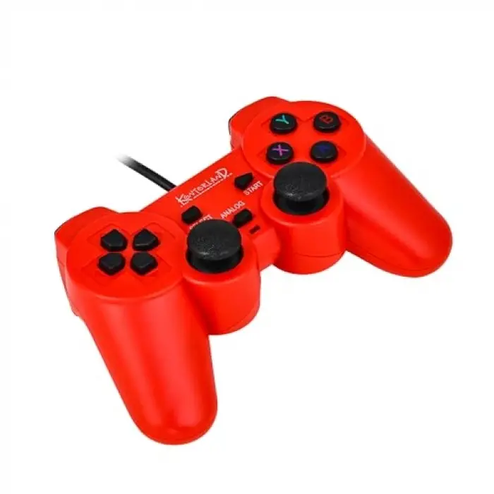 Kablolu PC gamepad, D-Input ve X-Input, çift titreşim, USB, kırmızı