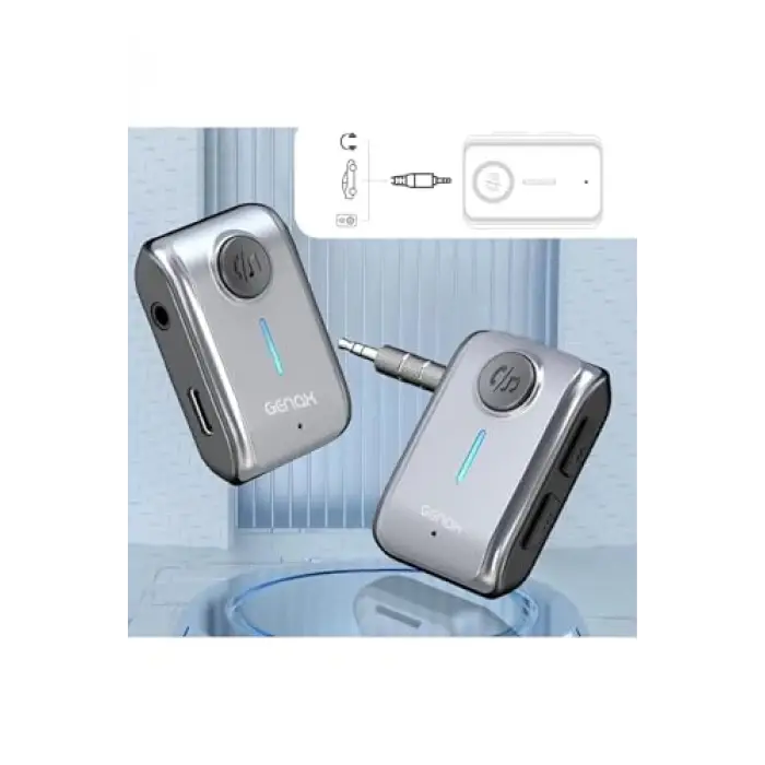 Kablosuz Bluetooth Araç Ses Adaptörü, 3.5mm Jack, Gümüş
