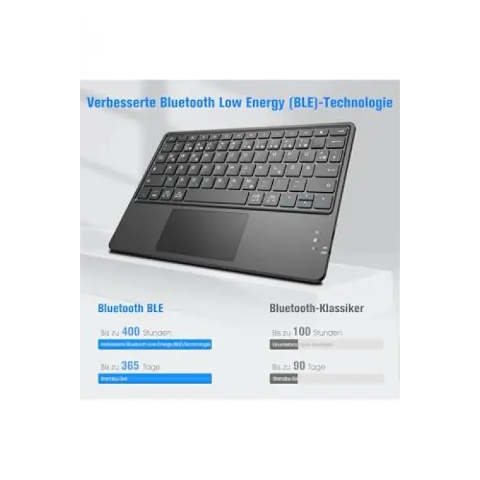 Kablosuz Bluetooth Touchpad Klavye, Tablet Telefon iPad ile Uyumlu, Siyah
