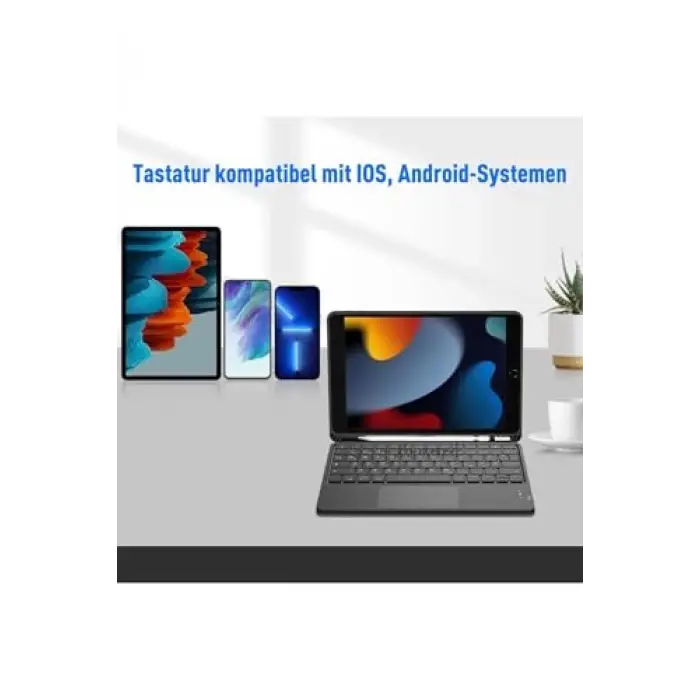Kablosuz Bluetooth Touchpad Klavye, Tablet Telefon iPad ile Uyumlu, Siyah