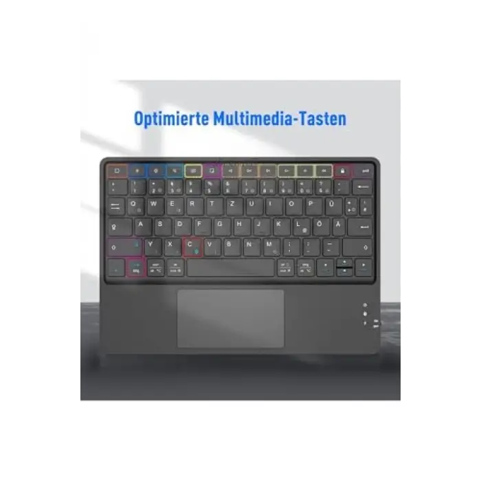 Kablosuz Bluetooth Touchpad Klavye, Tablet Telefon iPad ile Uyumlu, Siyah