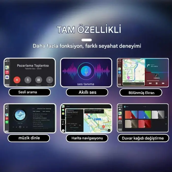 Kablosuz CarPlay ve Android Auto Adaptörü, 2’si 1 Arada, 5G WiFi ve Bluetooth 5.0, Tak Çalıştır