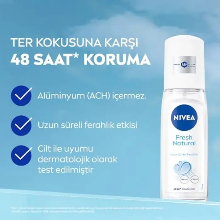 Kadın Pump Sprey Deodorant Fresh Natural 48 Saat Koruma 75 ml