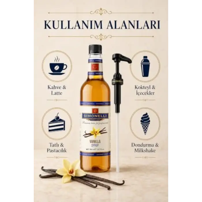 Kahve Şurubu Vanilya Aromalı 70 cl + Pompa