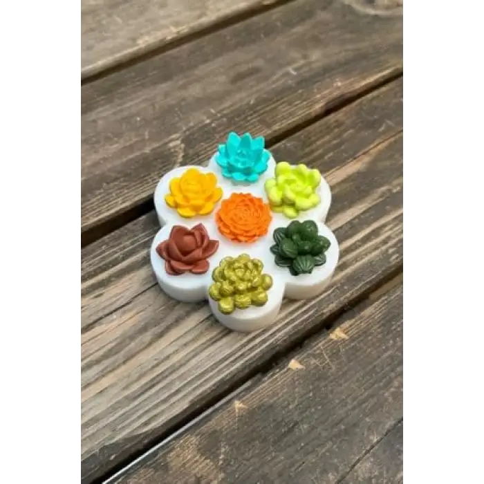 Kaktüs Mini Yedili Silikon Mum Kalıbı