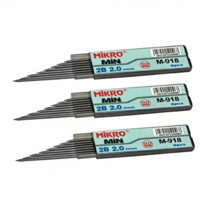 Kalem Ucu 2.0mm 2B Mikro 2B Kalem Ucu 2mm Siyah 3 Adet