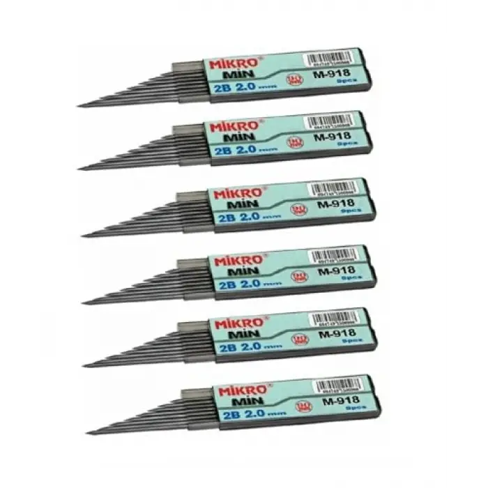 Kalem Ucu 2.0mm 2B Mikro 2B Kalem Ucu 2mm Siyah 6 Adet