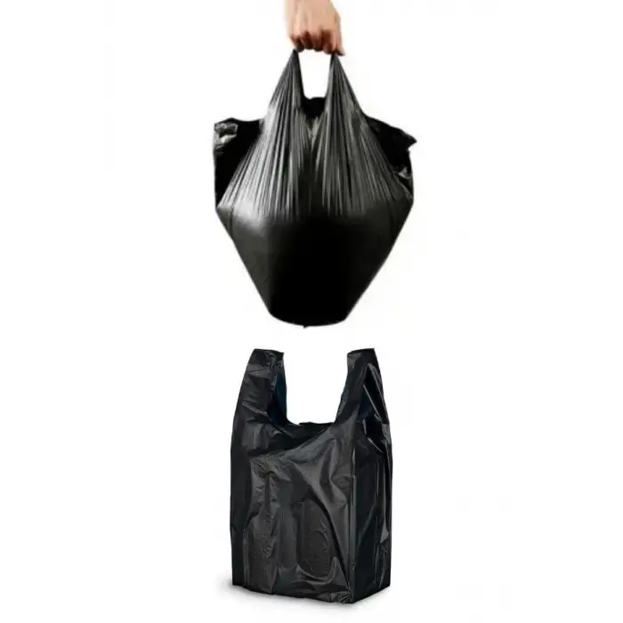 Kalın Siyah Orta Boy 5 Kg Hışır Atlet Poşet