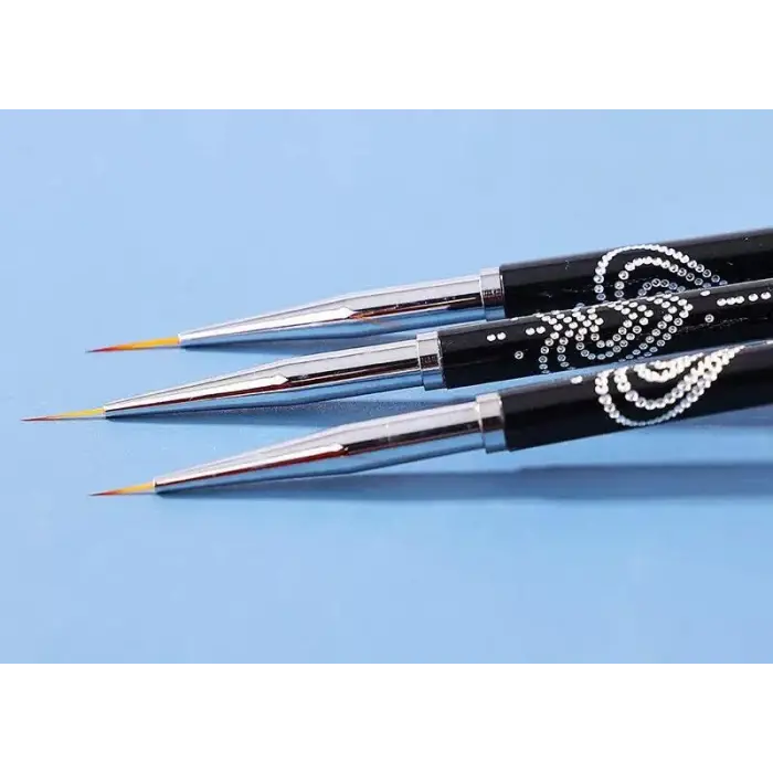Kapaklı 3lü Liner Nail Art Fırça Seti