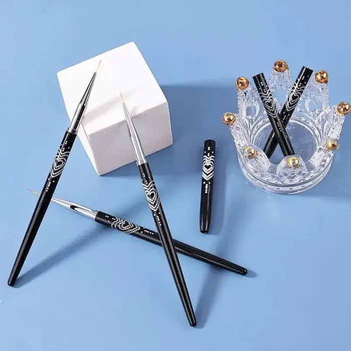 Kapaklı 3lü Liner Nail Art Fırça Seti