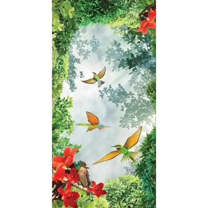 Kapı Giydirme Kapı Sticker Folyosu 3D Kuşlar
