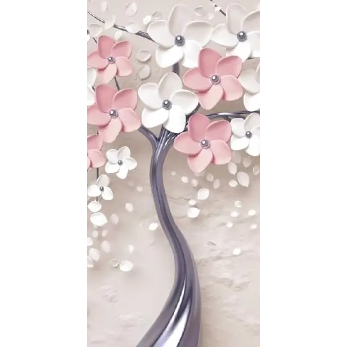 Kapı Giydirme Kapı Sticker Folyosu 3D Pembe Ağaç
