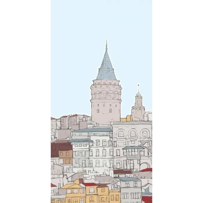 Kapı Giydirme Kapı Sticker Folyosu Galata Kulesi Çizim