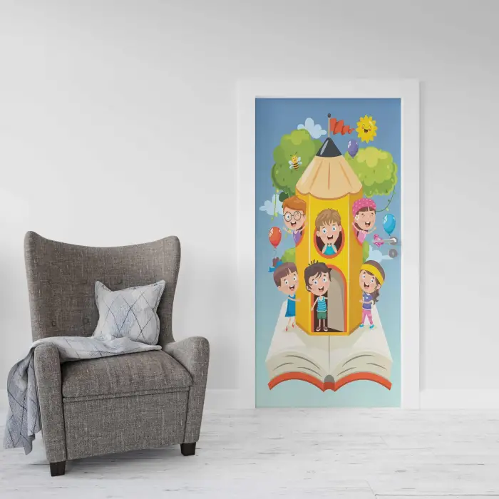 Kapı Giydirme Kapı Sticker Folyosu Kalem Çocuklar