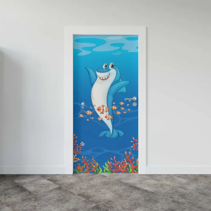 Kapı Giydirme Kapı Sticker Folyosu KöpekBalığı
