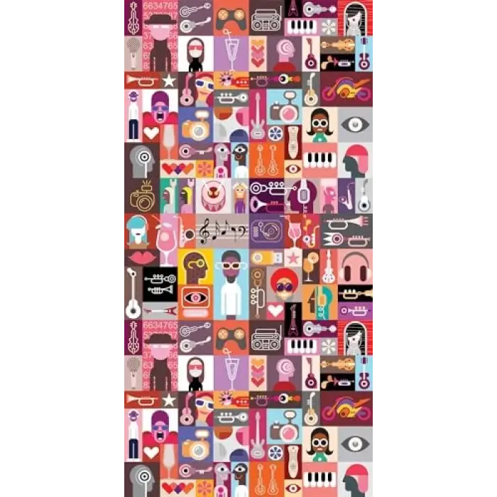 Kapı Giydirme Kapı Sticker Folyosu Pop Art Music Collage