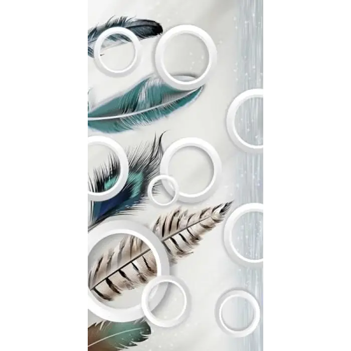 Kapı Giydirme Kapı Sticker Folyosu Renkli Tüyler Yuvarlak