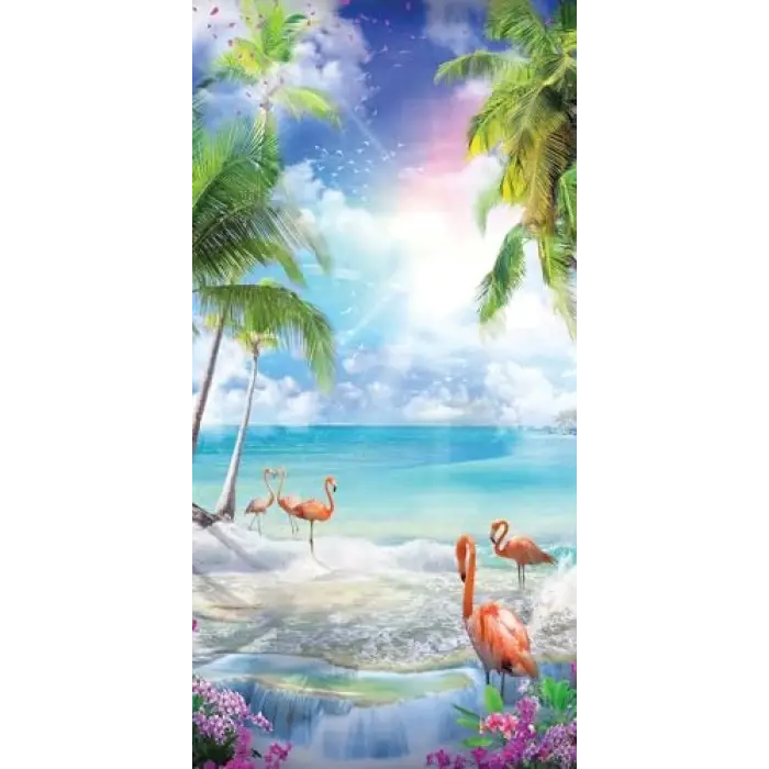 Kapı Giydirme Kapı Sticker Folyosu Sahil Flamingo