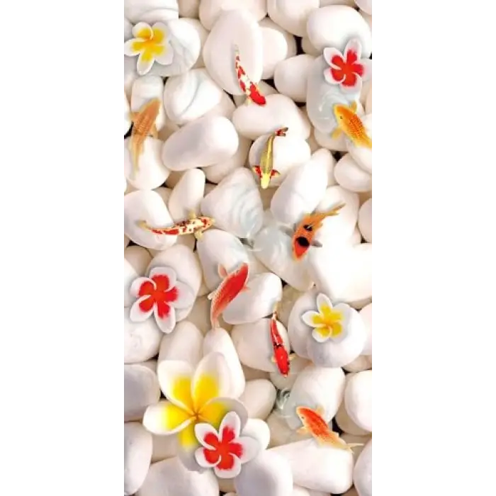 Kapı Giydirme Kapı Sticker Folyosu Taşlar Çiçek Balık
