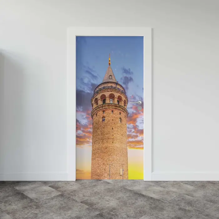 Kapı Giydirme Sticker Folyosu Galata Kulesi