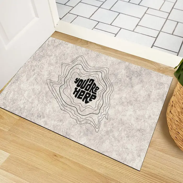 Kapı Önü Paspası - Modern ve Şık Kapı Paspası | Ev, Ofis ve Dış Mekân Kullanımı İçin (You Are Here Minimalist) 45x65