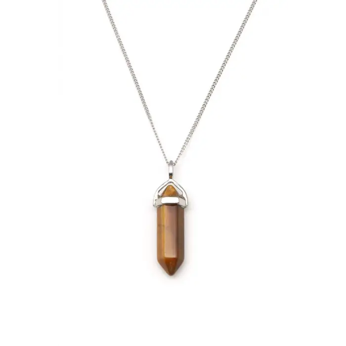 Kaplan Gözü Doğal Taş Çivi Model Kolye