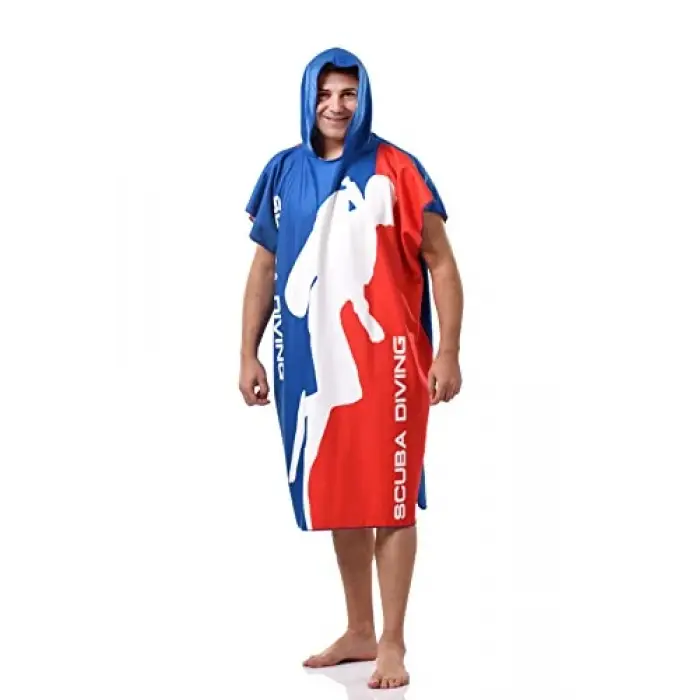 Kapüşonlu Scuba Temalı Panço Havlu, Tek Beden, Large