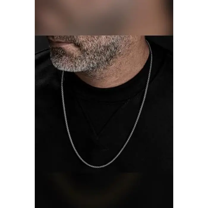 Kararmaz Ince Örme Model Çelik Erkek Kolye Zincir