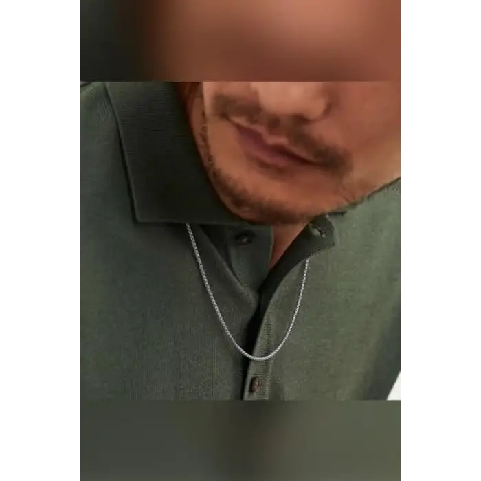 Kararmaz Ince Örme Model Çelik Erkek Kolye Zincir