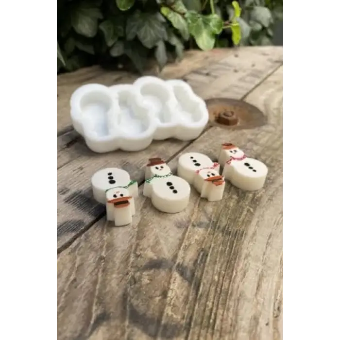Kardan Adam Mini Dörtlü Silikon Mum Kalıbı