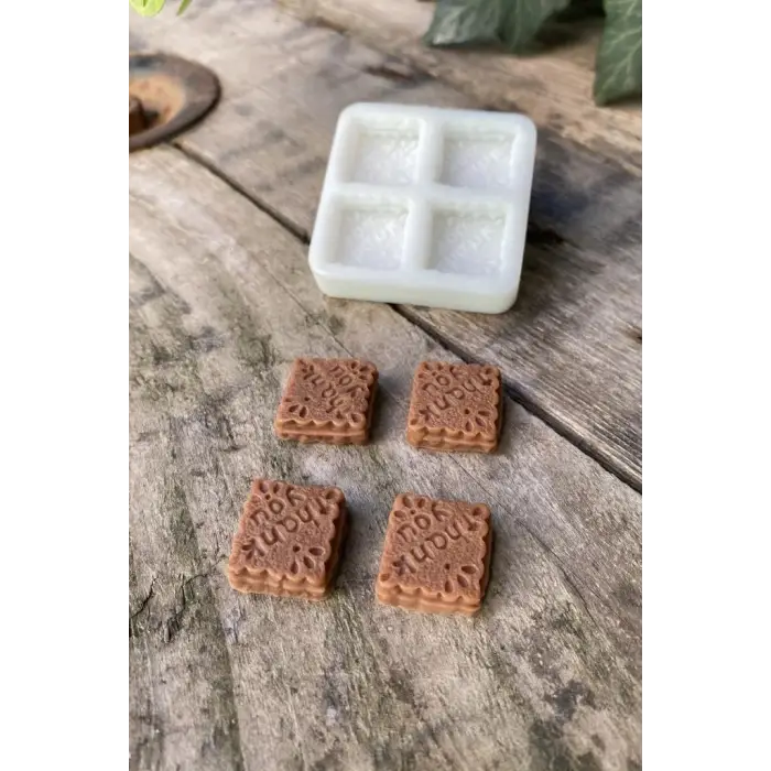Kare Bisküvi Mum Kalıbı (Silikon)