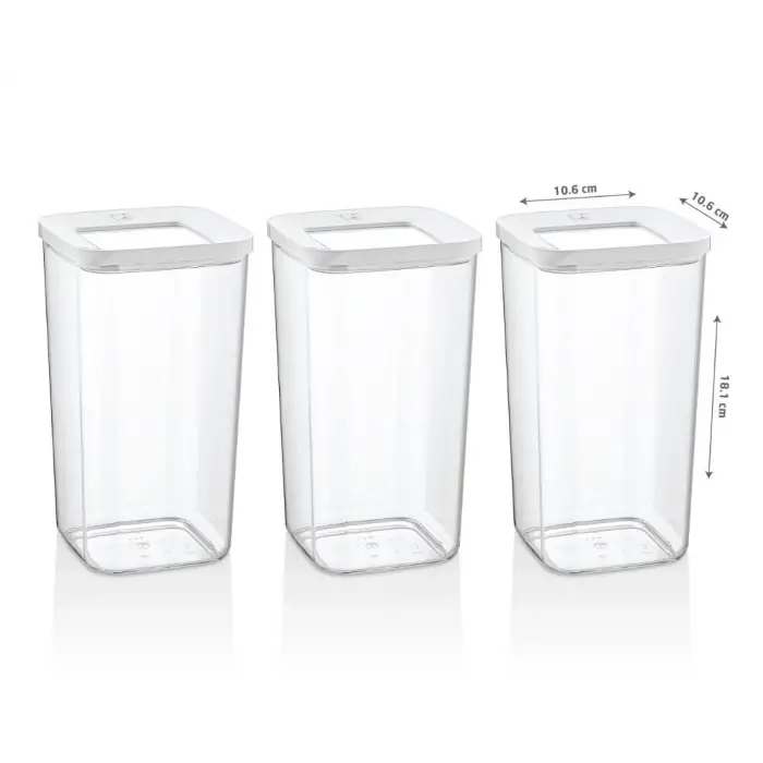Kare Saklama Kabı, 3X1200 Ml