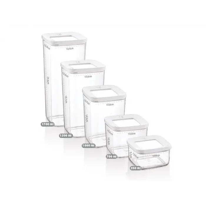 Kare Şeffaf Saklama Kabı, 5Li Set